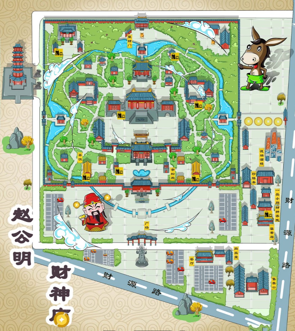 石河镇寺庙类手绘地图