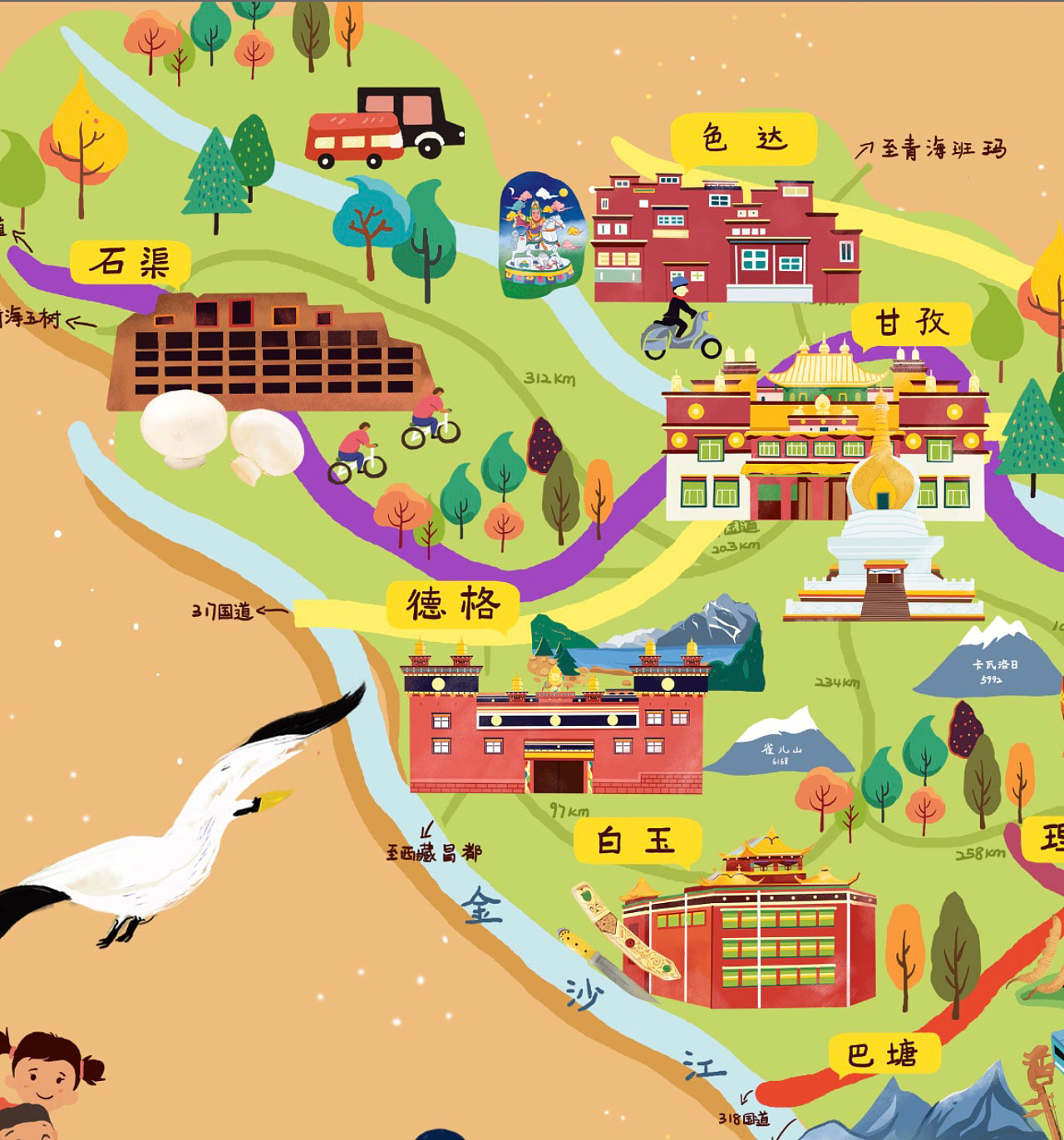 石河镇手绘地图景区的文化宝库